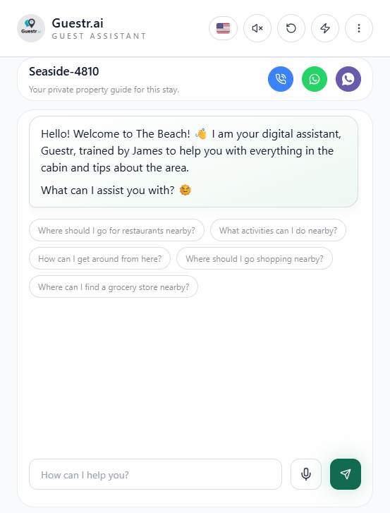 Guest conversation interface showing real questions and answers